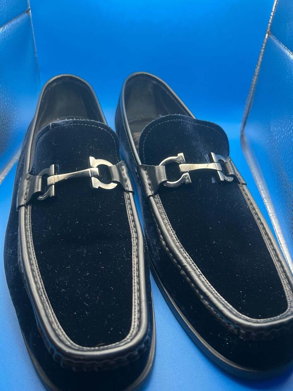 Salvatore Ferragamo Grandioso Gancini Bit Velvet Loafers